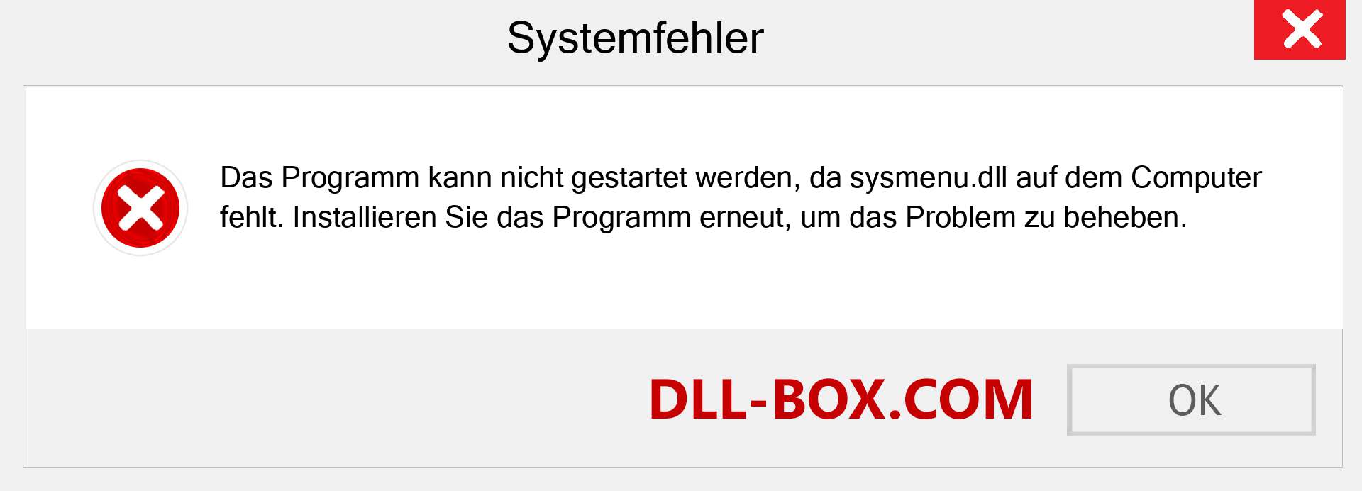 sysmenu.dll-Datei fehlt?. Download für Windows 7, 8, 10 - Fix sysmenu dll Missing Error unter Windows, Fotos, Bildern