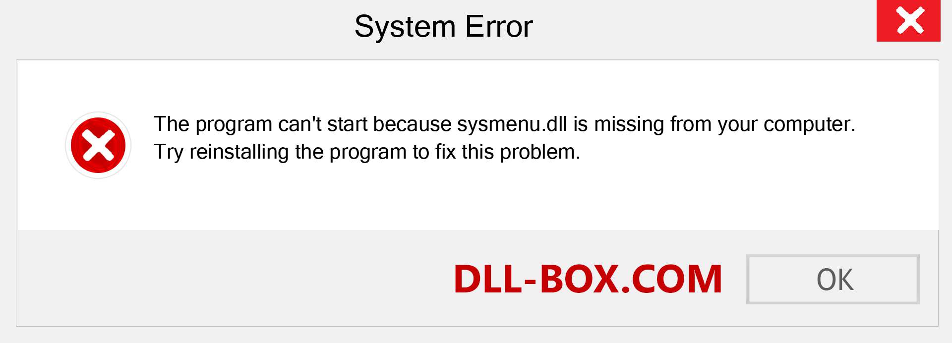  sysmenu.dll file is missing?. Download for Windows 7, 8, 10 - Fix  sysmenu dll Missing Error on Windows, photos, images