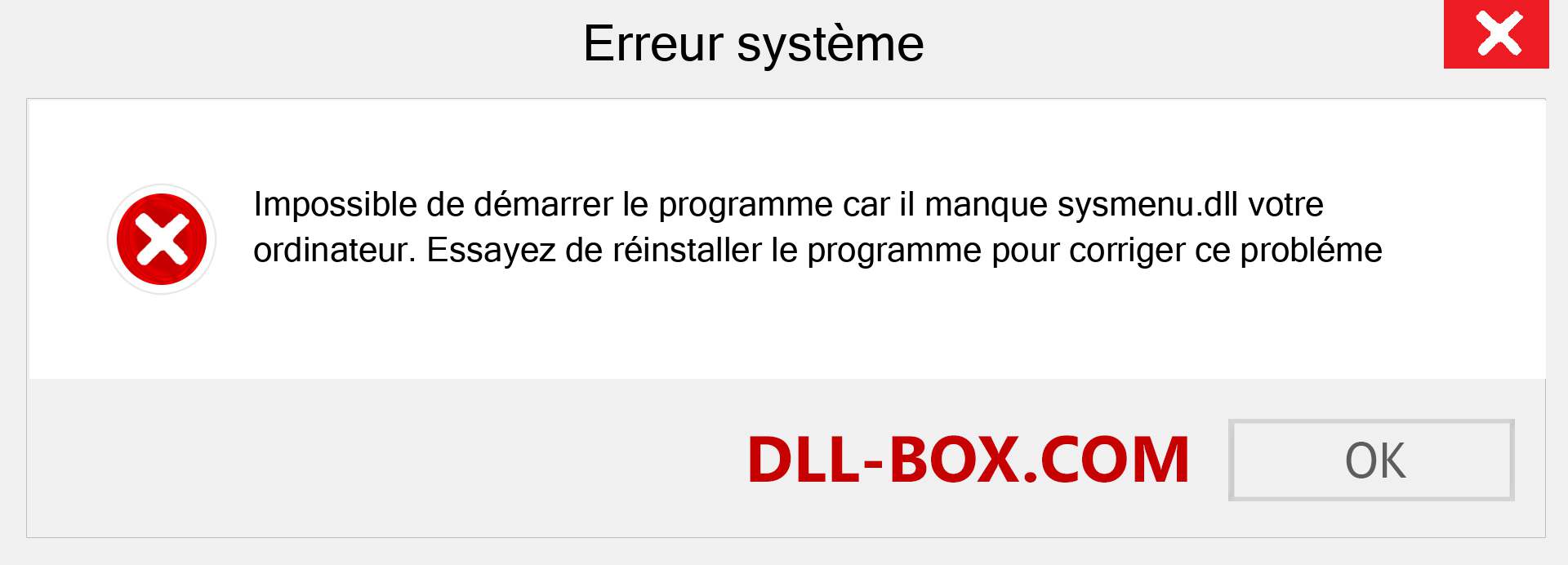 Le fichier sysmenu.dll est manquant ?. Télécharger pour Windows 7, 8, 10 - Correction de l'erreur manquante sysmenu dll sur Windows, photos, images